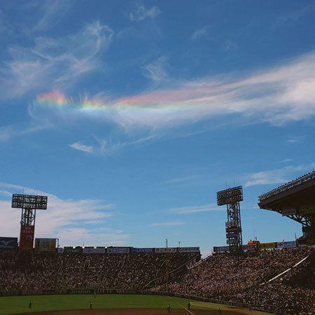 高校野球の熱戦の最中、ふと空を見上げると彩雲🌈。
まるで、悠々と羽ばたく鳳凰のよう。