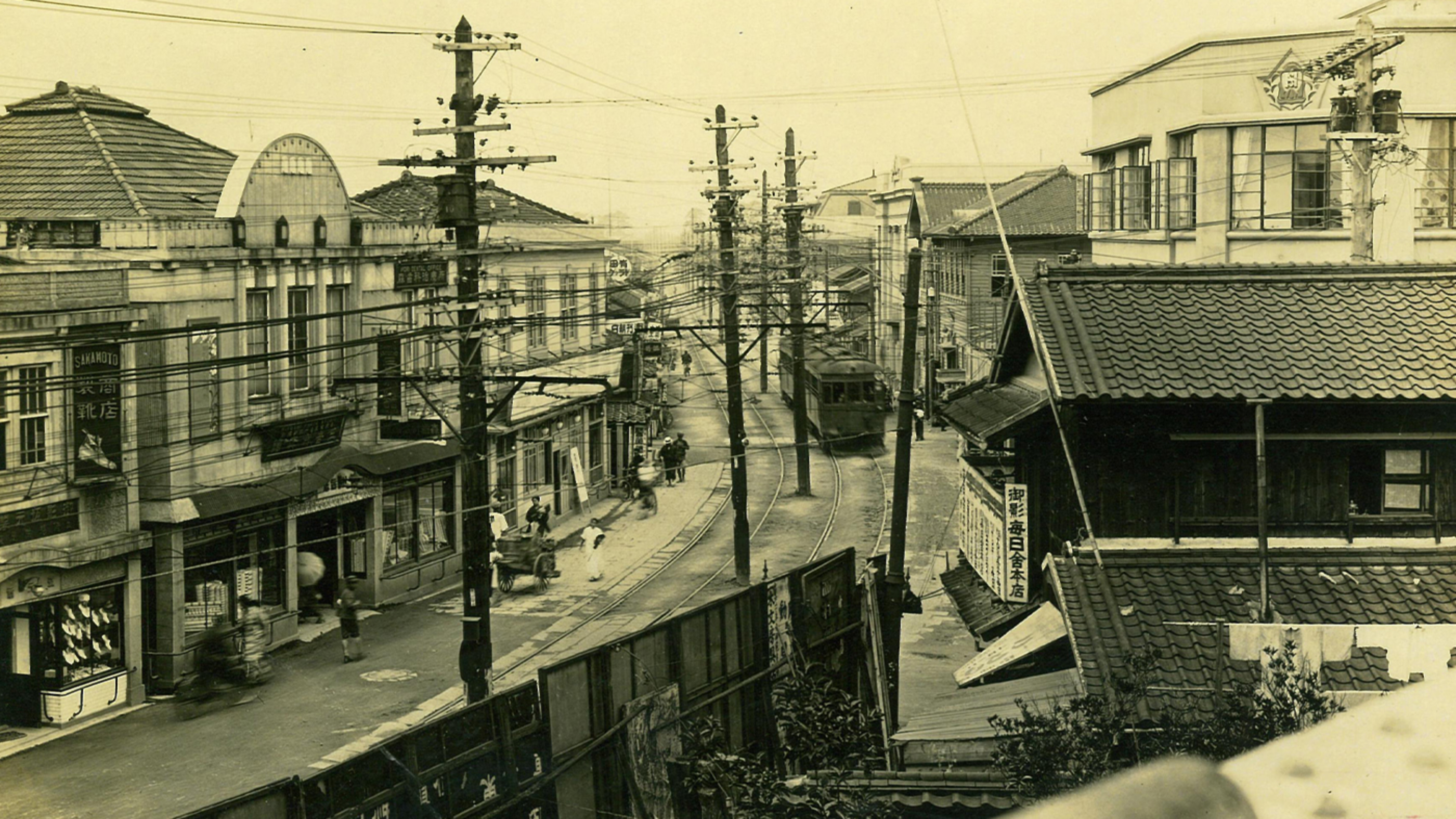 併用軌道時代の御影駅付近